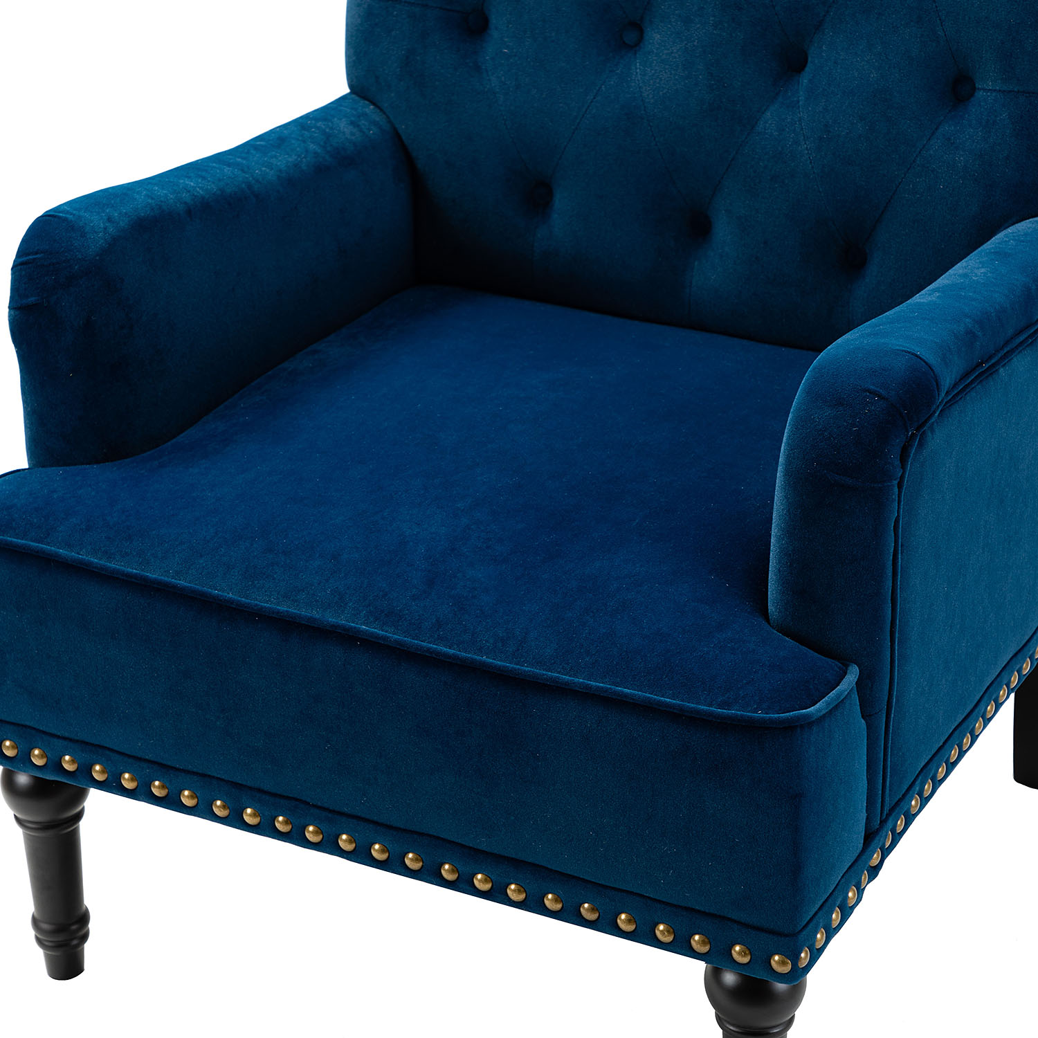 Battista Navy Velvet Glam Nailhead Accent Chair 5 Battista Navy Velvet Glam Nailhead Accent Chair - Image 5