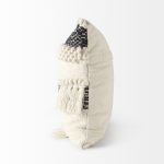 Beardell 18 x 18 Cream And Black Details With Tassels Decorative Pillow Cover