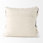 Beardell 18 x 18 Cream And Black Details With Tassels Decorative Pillow Cover