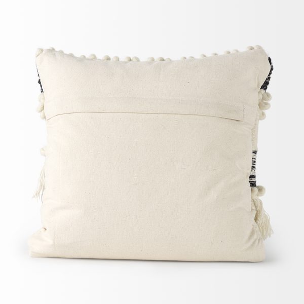 Beardell 18 x 18 Cream And Black Details With Tassels Decorative Pillow Cover 7