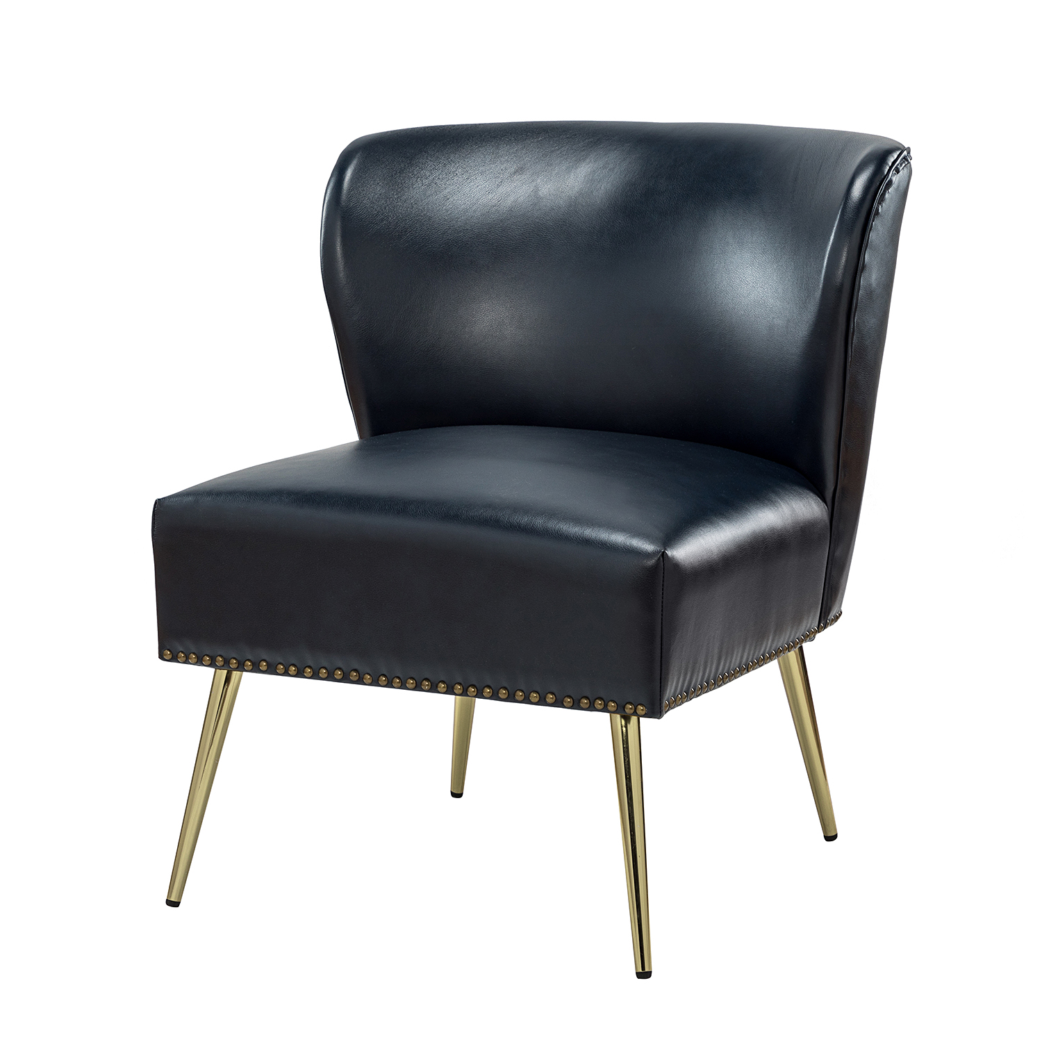 Beatrice Navy Faux Leather Nailhead Trim Accent Chair 2 Beatrice Navy Faux Leather Nailhead Trim Accent Chair - Image 2