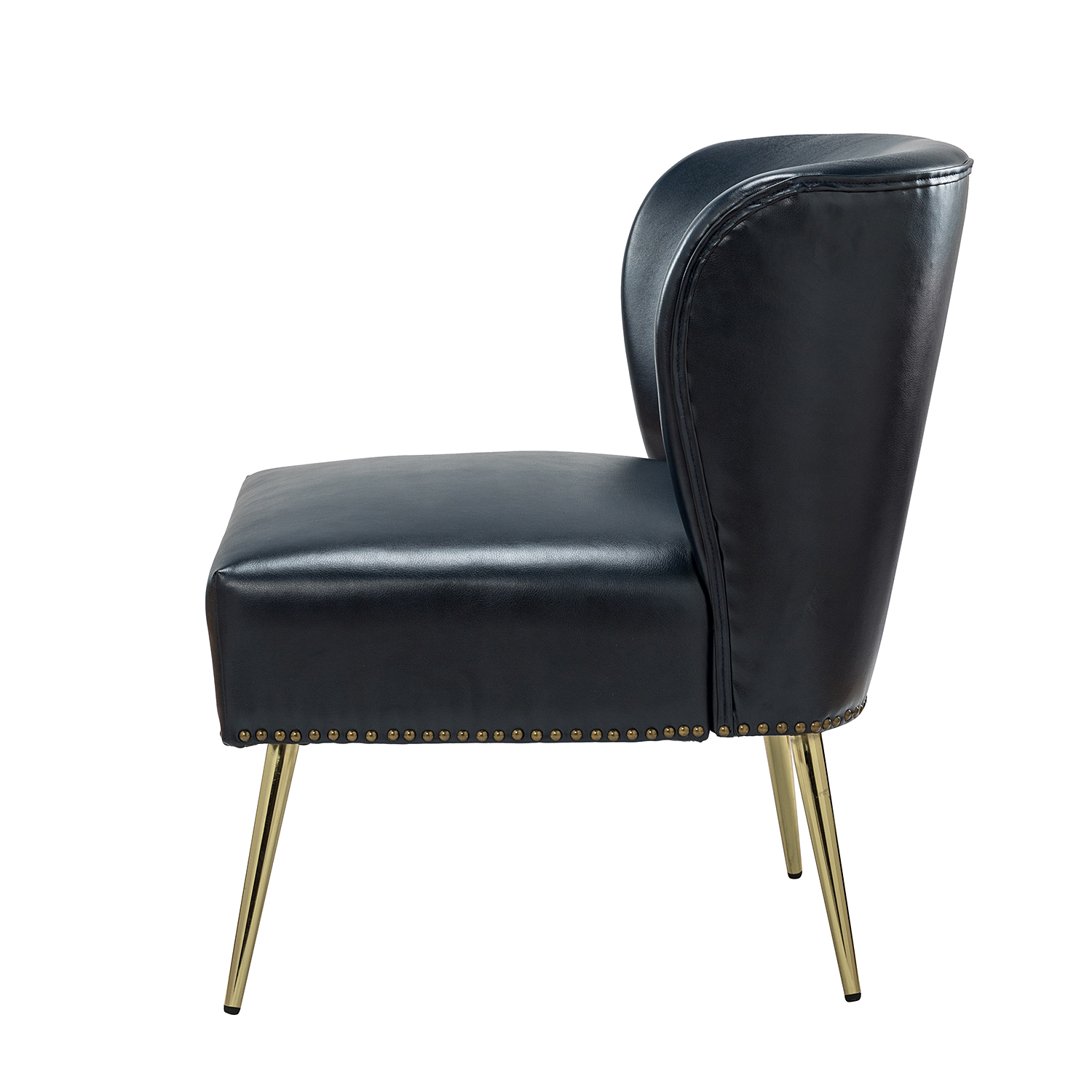 Beatrice Navy Faux Leather Nailhead Trim Accent Chair 3 Beatrice Navy Faux Leather Nailhead Trim Accent Chair - Image 3