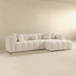 Mid-Century Modern Ivory Boucle Tufted Right Sectional Sofa 4-Seater 11 Mid-Century Modern Ivory Boucle Tufted Right Sectional Sofa 4-Seater