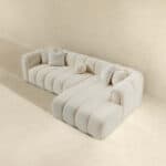Mid-Century Modern Ivory Boucle Tufted Right Sectional Sofa 4-Seater 10 Mid-Century Modern Ivory Boucle Tufted Right Sectional Sofa 4-Seater
