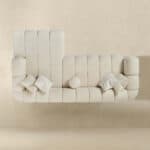 Mid-Century Modern Ivory Boucle Tufted Right Sectional Sofa 4-Seater 12 Mid-Century Modern Ivory Boucle Tufted Right Sectional Sofa 4-Seater