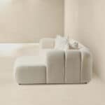 Mid-Century Modern Ivory Boucle Tufted Right Sectional Sofa 4-Seater 13 Mid-Century Modern Ivory Boucle Tufted Right Sectional Sofa 4-Seater