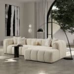 Mid-Century Modern Ivory Boucle Tufted Right Sectional Sofa 4-Seater 8 Mid-Century Modern Ivory Boucle Tufted Right Sectional Sofa 4-Seater