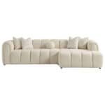 Mid-Century Modern Ivory Boucle Tufted Right Sectional Sofa 4-Seater 14 Mid-Century Modern Ivory Boucle Tufted Right Sectional Sofa 4-Seater