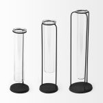 Beeker Set Of Three Black Metal Test Tube Style Vases