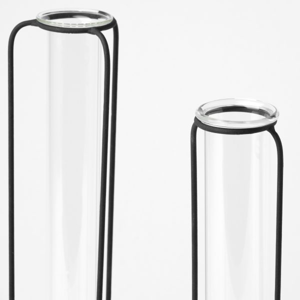 Beeker Set Of Three Black Metal Test Tube Style Vases 6