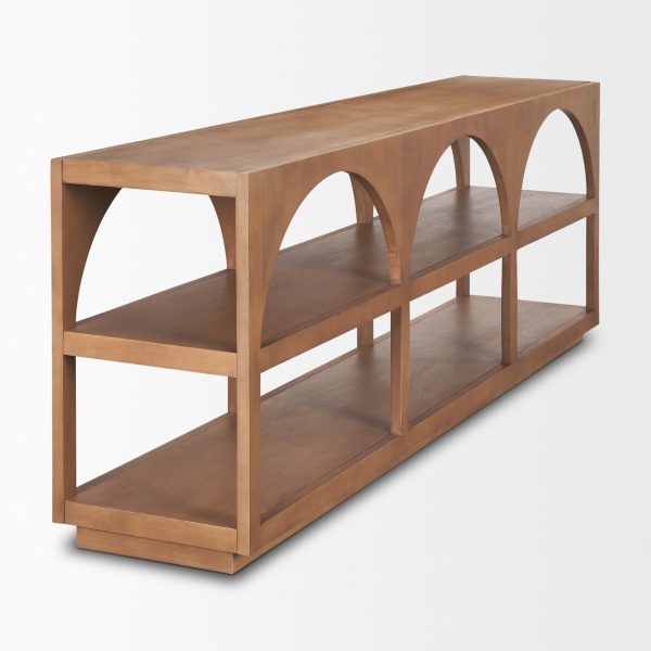 Bela Large Arched Console Table Medium Brown Wood 7