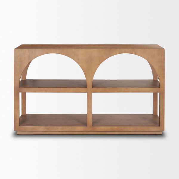 Bela Small Arched Console Table Medium Brown Wood 3