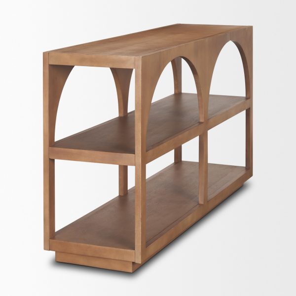 Bela Small Arched Console Table Medium Brown Wood 5