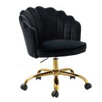 Belanda Black Velvet Tufted Flower Back Swivel Task Chair 7 Belanda Black Velvet Tufted Flower Back Swivel Task Chair