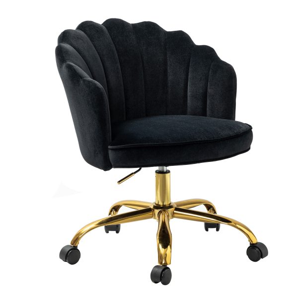 Belanda Black Velvet Tufted Flower Back Swivel Task Chair 1