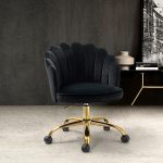 Belanda Black Velvet Tufted Flower Back Swivel Task Chair 6 Belanda Black Velvet Tufted Flower Back Swivel Task Chair