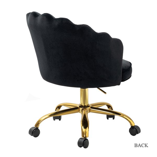 Belanda Black Velvet Tufted Flower Back Swivel Task Chair 2