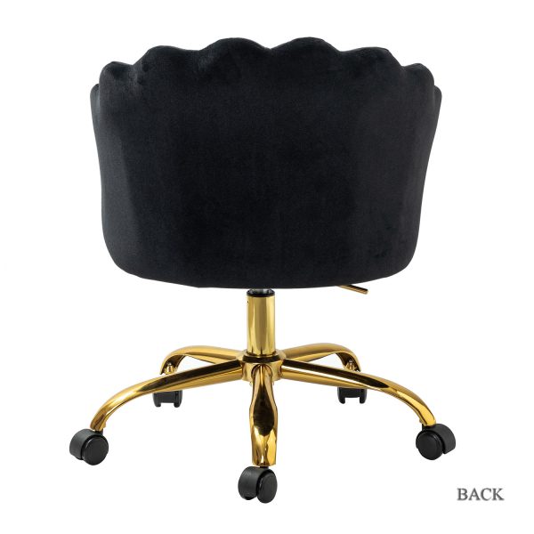 Belanda Black Velvet Tufted Flower Back Swivel Task Chair 3