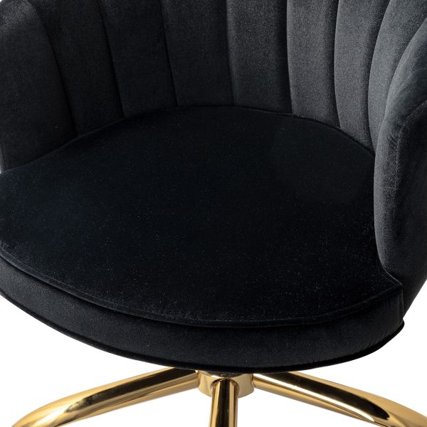 Belanda Black Velvet Tufted Flower Back Swivel Task Chair 4