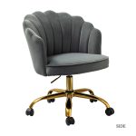 Belanda Grey Velvet Tufted Flower Back Swivel Task Chair 7 Belanda Grey Velvet Tufted Flower Back Swivel Task Chair