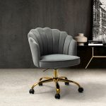 Belanda Grey Velvet Tufted Flower Back Swivel Task Chair 6 Belanda Grey Velvet Tufted Flower Back Swivel Task Chair