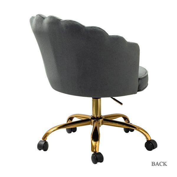 Belanda Grey Velvet Tufted Flower Back Swivel Task Chair 2