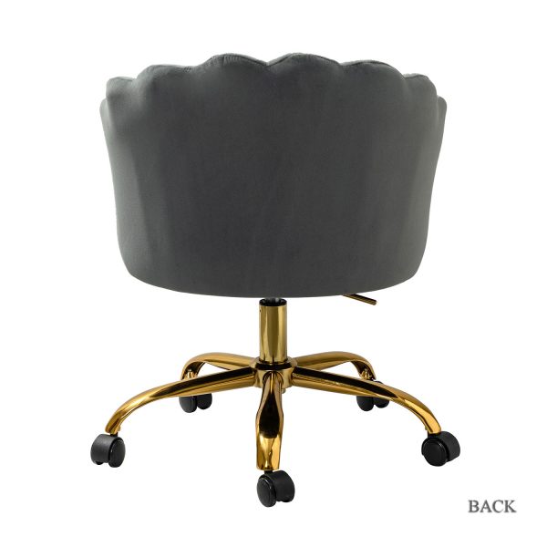 Belanda Grey Velvet Tufted Flower Back Swivel Task Chair 3