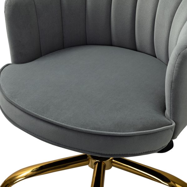 Belanda Grey Velvet Tufted Flower Back Swivel Task Chair 4