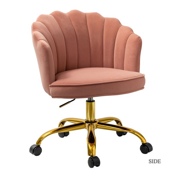 Belanda Pink Velvet Tufted Flower Back Swivel Task Chair 1