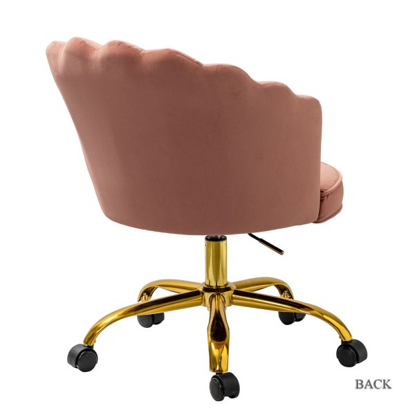 Belanda Pink Velvet Tufted Flower Back Swivel Task Chair 2