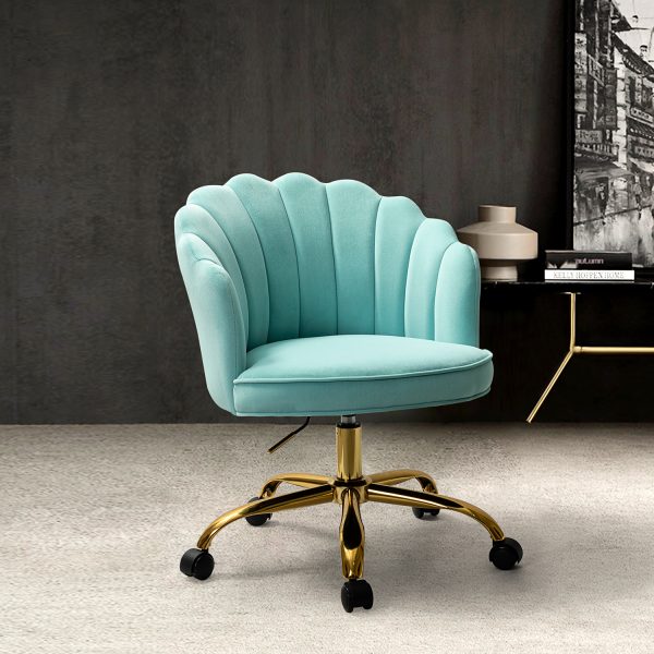 Belanda Sage Velvet Flower Back Tufted Swivel Office Task Chair