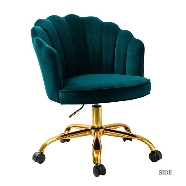 Belanda Teal Velvet Tufted Flower Back Swivel Task Chair 1
