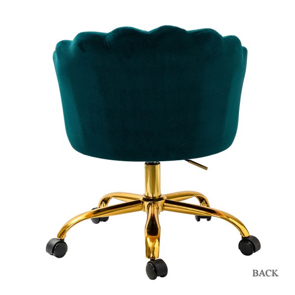 Belanda Teal Velvet Tufted Flower Back Swivel Task Chair 3