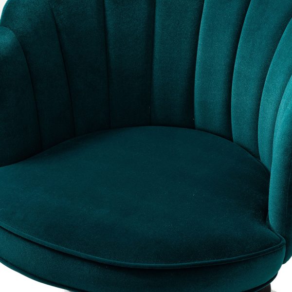 Belanda Teal Velvet Tufted Flower Back Swivel Task Chair 4