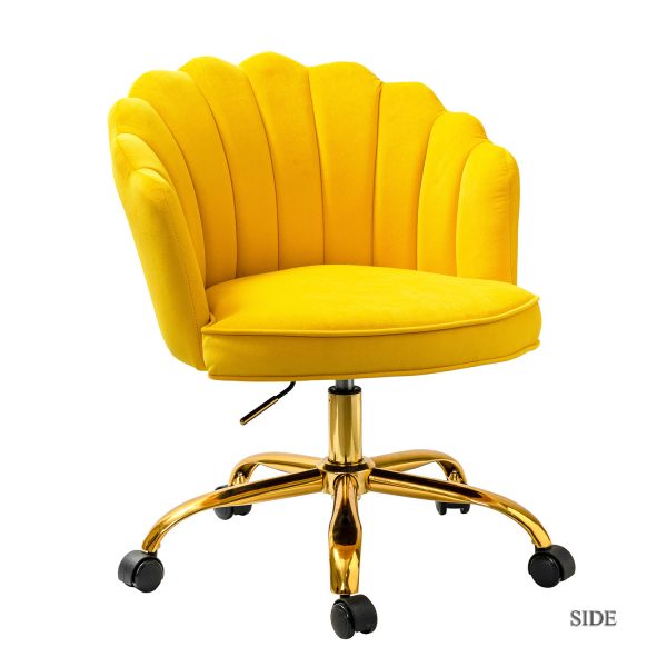 Belanda Yellow Velvet Flower Tufted Swivel Task Chair 1