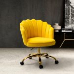 Belanda Yellow Velvet Flower Tufted Swivel Task Chair 6 Belanda Yellow Velvet Flower Tufted Swivel Task Chair