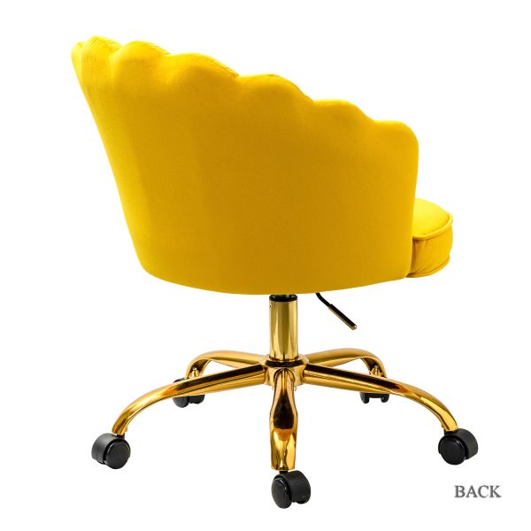Belanda Yellow Velvet Flower Tufted Swivel Task Chair 2