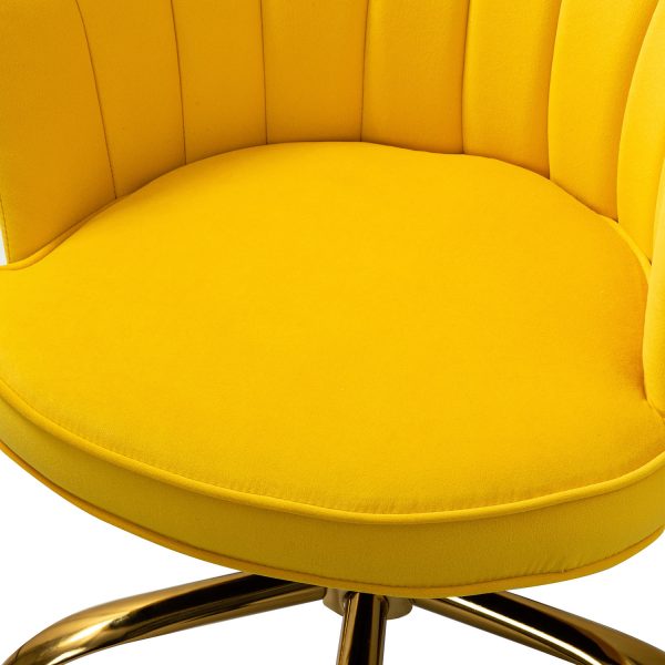 Belanda Yellow Velvet Flower Tufted Swivel Task Chair 4