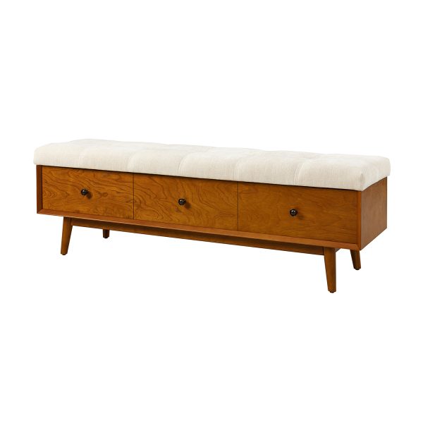 Belinda Acorn Mid Century Modern Flip Top Storage Bench 1
