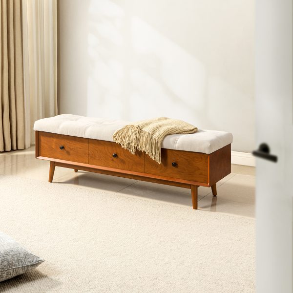 Belinda Acorn Mid Century Modern Flip Top Storage Bench
