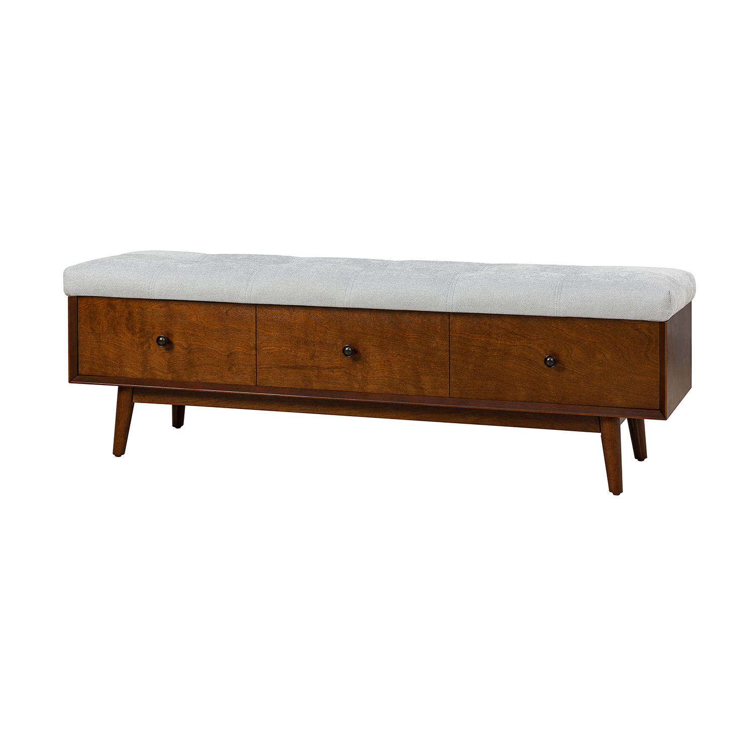 Belinda Walnut Mid-Century Modern Flip-Top Storage Bench 2 Belinda Walnut Mid-Century Modern Flip-Top Storage Bench - Image 2
