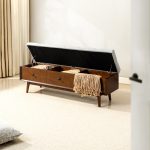 Belinda Walnut Mid-Century Modern Flip-Top Storage Bench 8 Belinda Walnut Mid-Century Modern Flip-Top Storage Bench