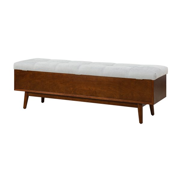 Belinda Walnut Mid Century Modern Flip Top Storage Bench 4