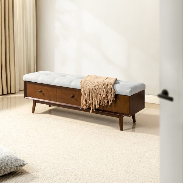 Belinda Walnut Mid Century Modern Flip Top Storage Bench