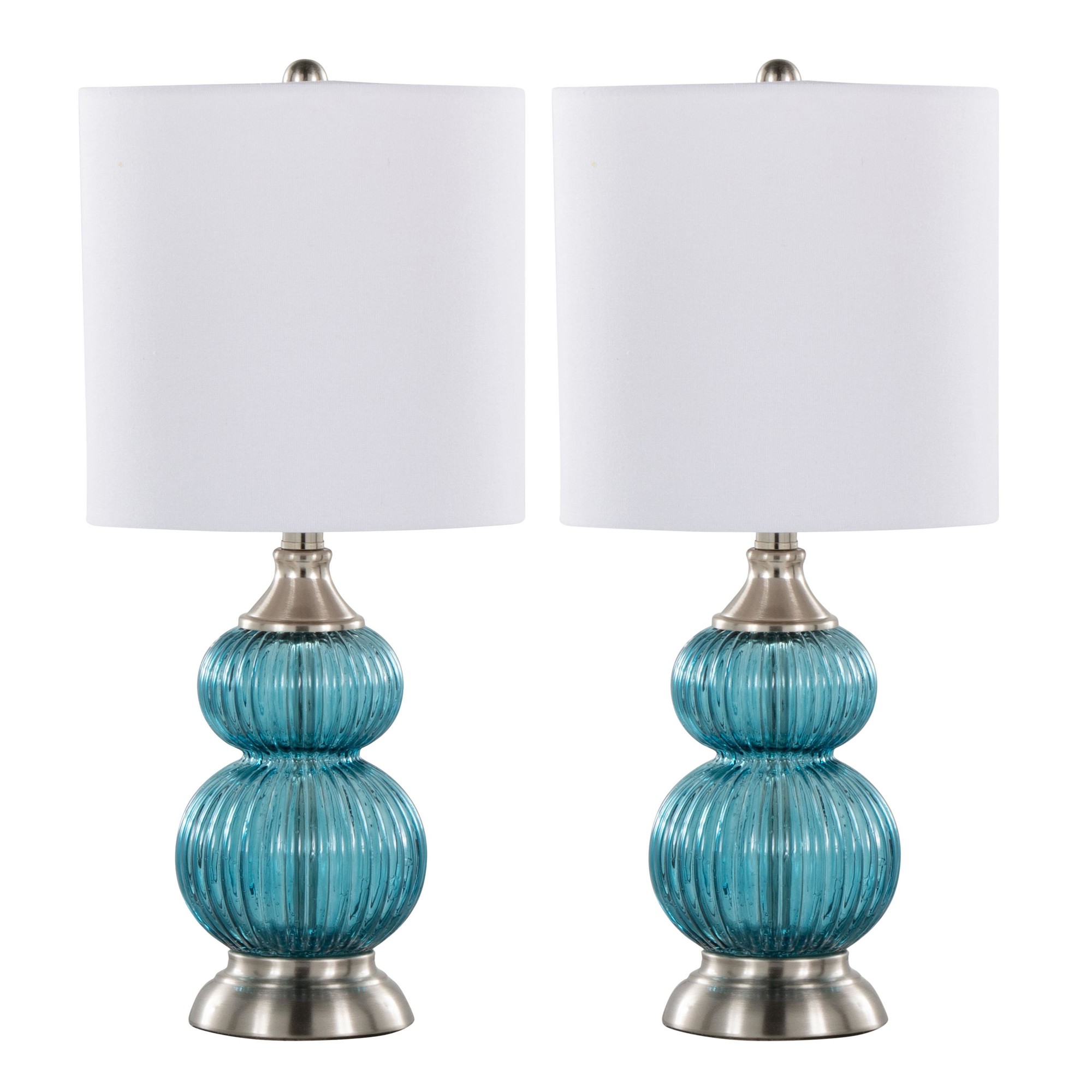 Belle Contemporary Blue Seeded Glass Table Lamps (Set of 2) 4 Belle Contemporary Blue Seeded Glass Table Lamps (Set of 2) - Image 4