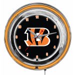 Bengals 14 Inch Neon Chrome Clock Cincinnati Collection