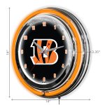 Bengals 14 Inch Neon Chrome Clock Cincinnati Collection
