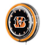 Bengals 14 Inch Neon Chrome Clock Cincinnati Collection