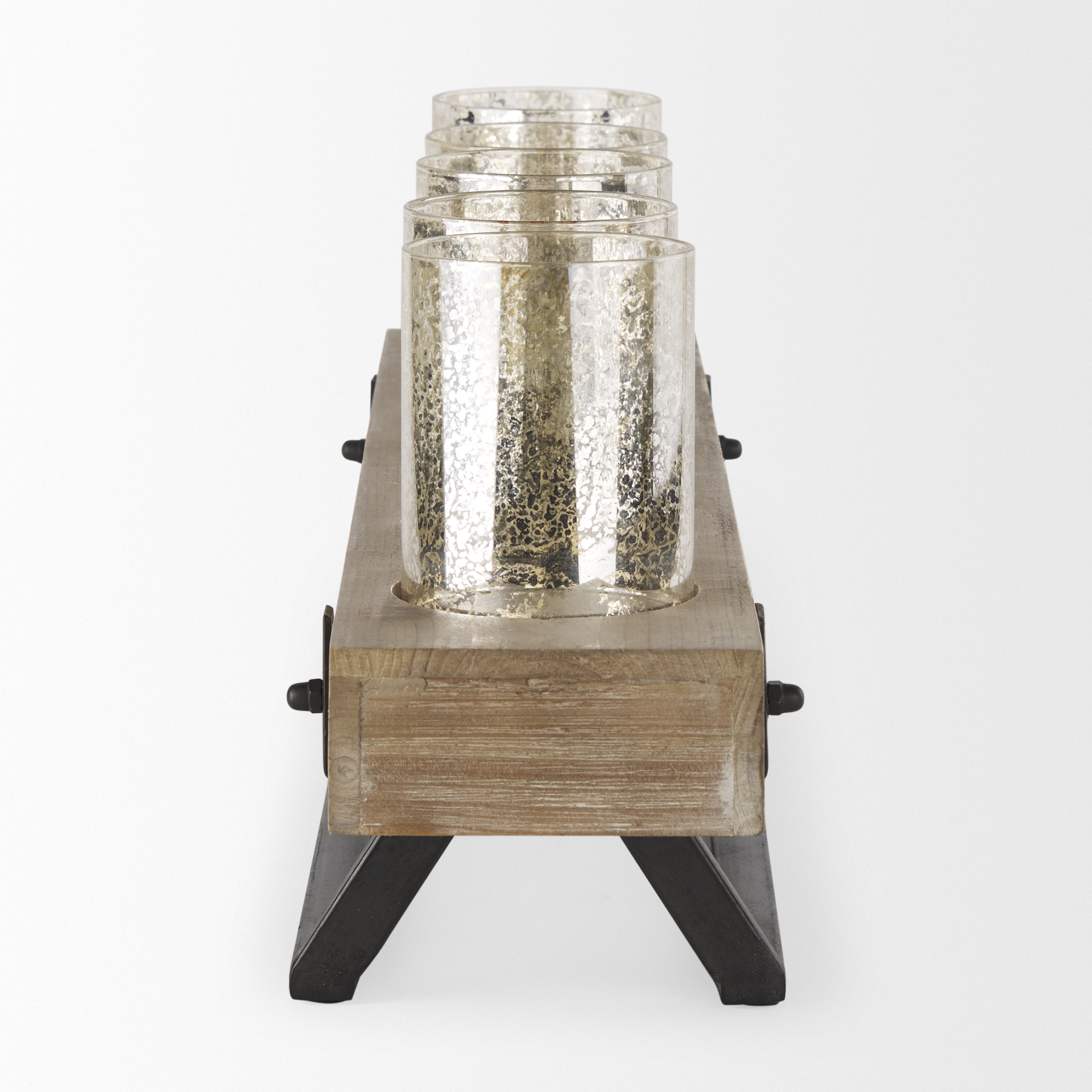 Benk Wood and Black Metal Five Cup Candle Holder 7 Benk Wood and Black Metal Five Cup Candle Holder - Image 7