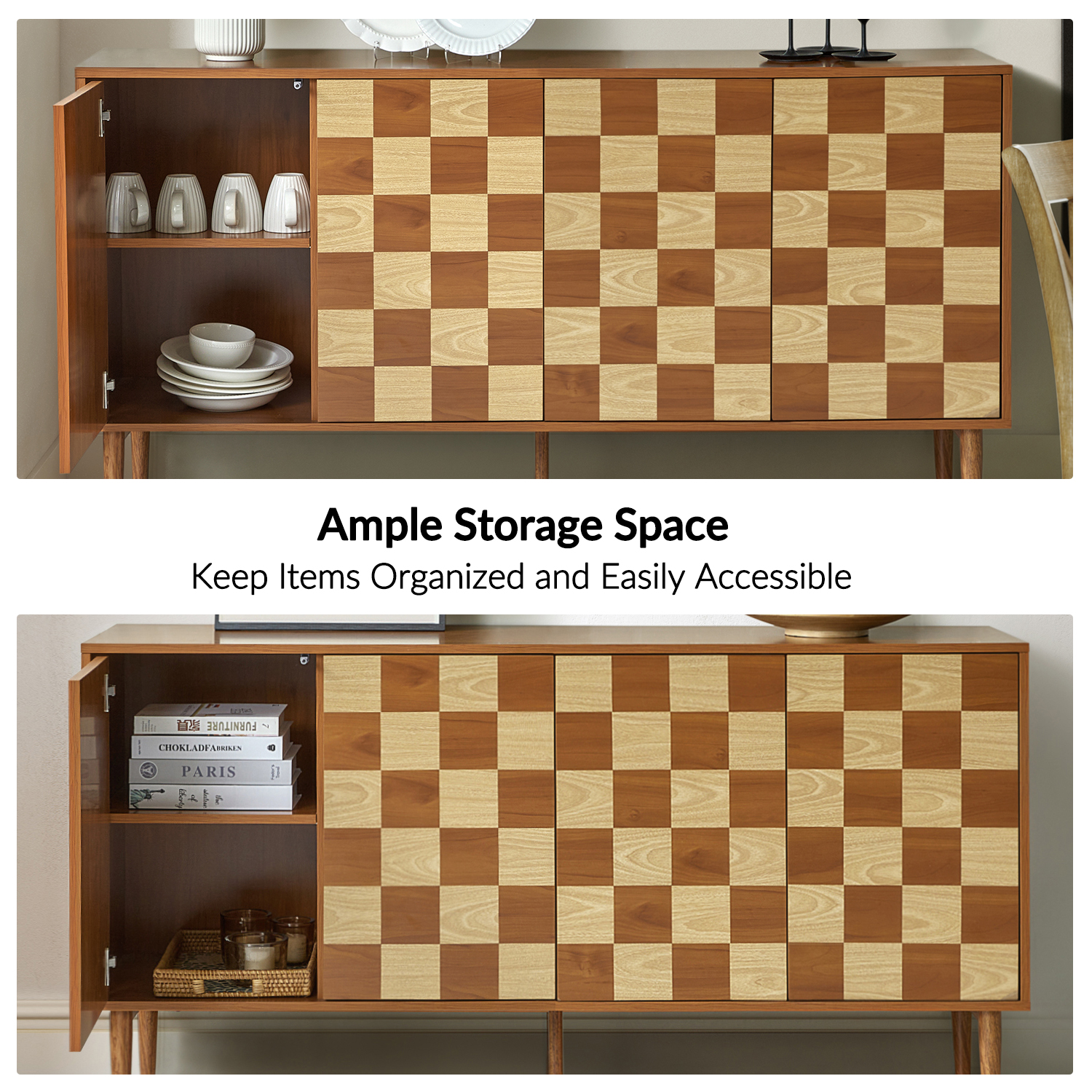 Bennett Walnut Lattice Door Manufactured Wood Sideboard 4 Bennett Walnut Lattice Door Manufactured Wood Sideboard - Image 4